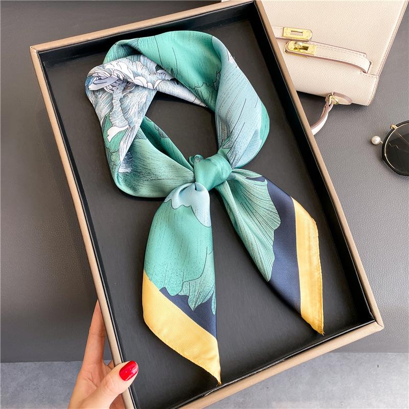 

Роскошный брендовый квадратный шелковый шарф женский хиджаб резинки для волос шейный платок фуляр атласная шаль лента повязка на голову модные обертывания бандана 70X70cm