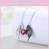Heart Pendant Feminine Necklace With Angel Wing And Demon Design For Daily
