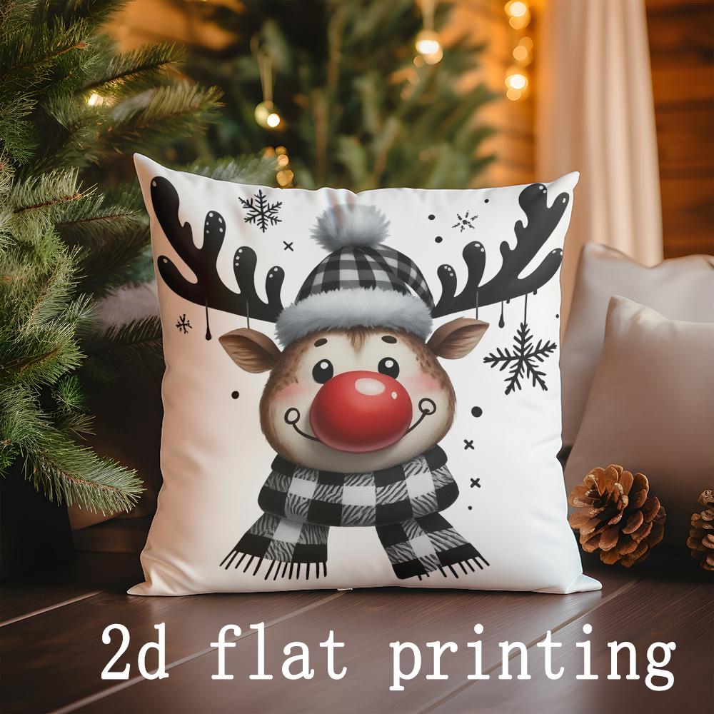 Home Decor Christmas-Themed Pillow Covers Design Suitable For Sofa Bedroom Car Pillow Cover Cushion Rectangular Back Cushion