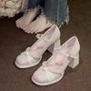 Women S Mary Jane Chunky Heel Elegant Bridesmaid Wedding Party Shoes