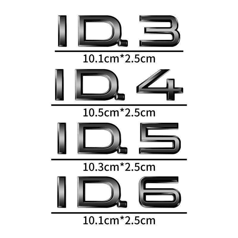 Für ID.3 ID.4 ID.5 ID.6 Schriftzug Emblem ID Serie GTX ID.4X Crozz ID.6X EV Auto Metallabzeichen Logo Karosserie Aufkleber Heckaufkleber
