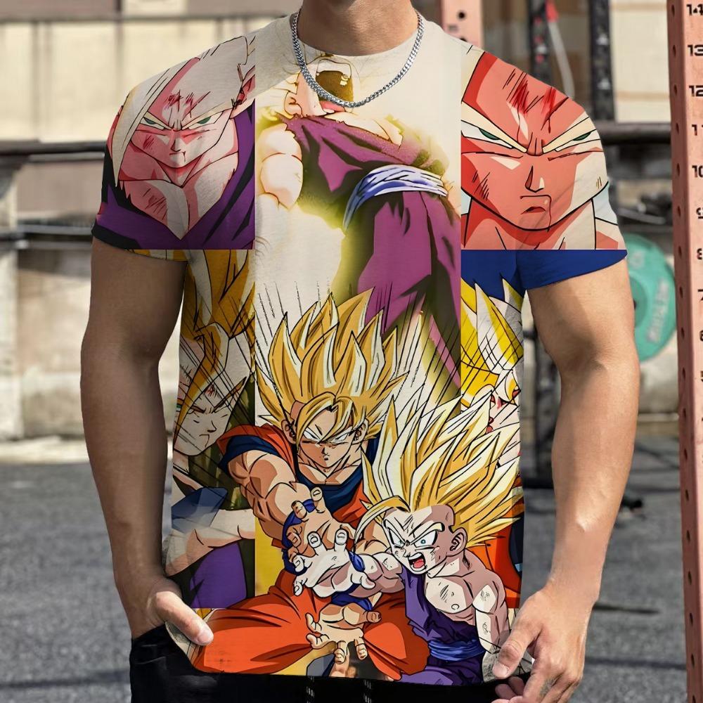 Dragon Ball Tops Anime Figures Son Goku Super Saiyan Boys Clothes Summer Short Sleeve