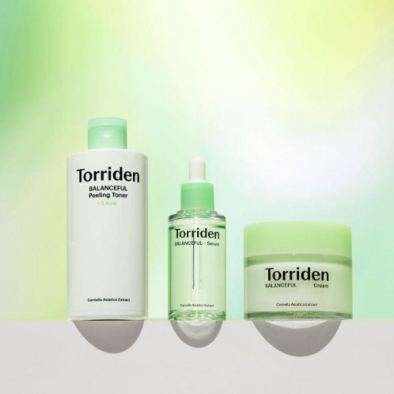 Torriden Balanceful Cica Skincare Set – Exfoliating Toner 250ml + Cica Serum 50ml + Soothing Cream 80ml 3-Piece Set