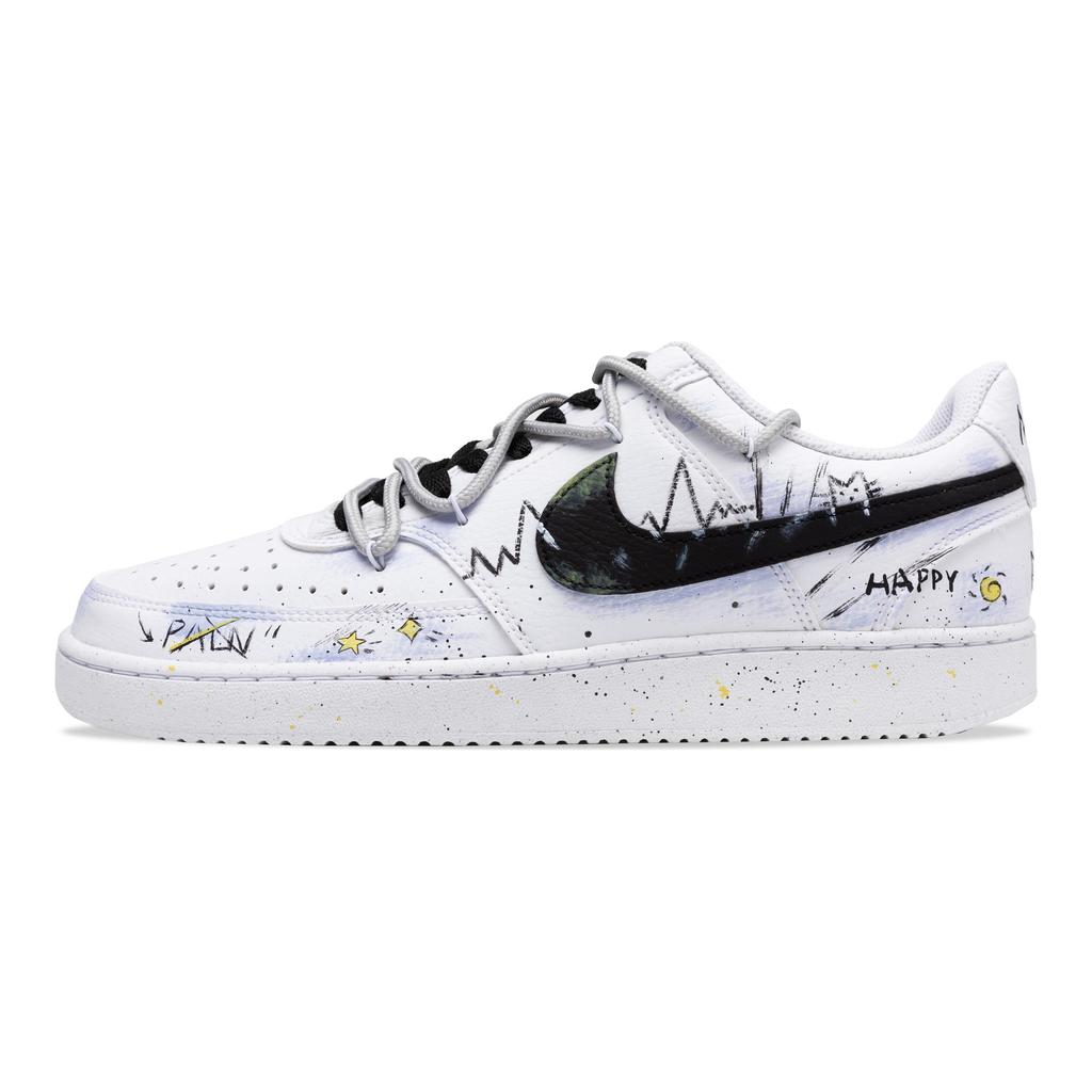 Nike Court Vision 1 Slip Resistant Low top Skateboard Shoes Men's Black White DH2987-101(Team635-)