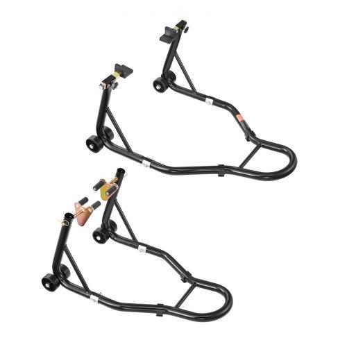 VEVOR Motorcycle Stand Lift, 1100lbs Capacity Front Rear Combo Stand Lift, Front Wheel Dual-Fork Stand, Rear U+L Fork Swingarm Spool Stand