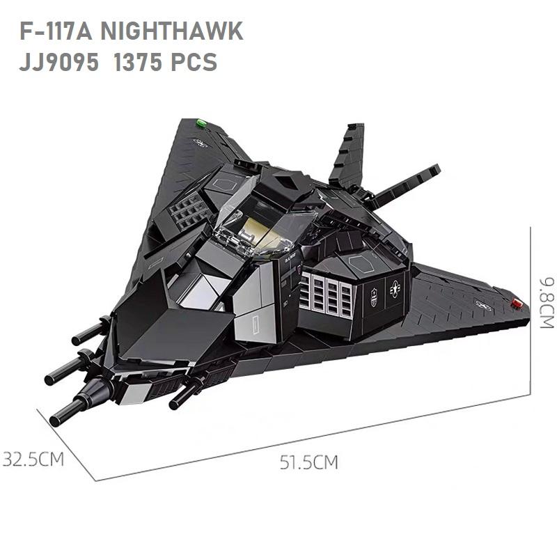 High-Standard 1375Pcs High-Standard Second-World-War Military-Themed Superior-Grade Army F-117A Nighthawk Warplane Superior-Grade Jet Construction JJ9095