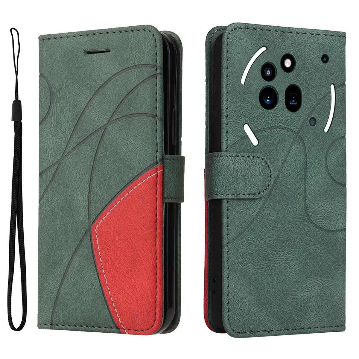 

For Nothing Phone (3a) Pro Leather Phone Case Stand Wallet with Bi-colour Splicing Design E