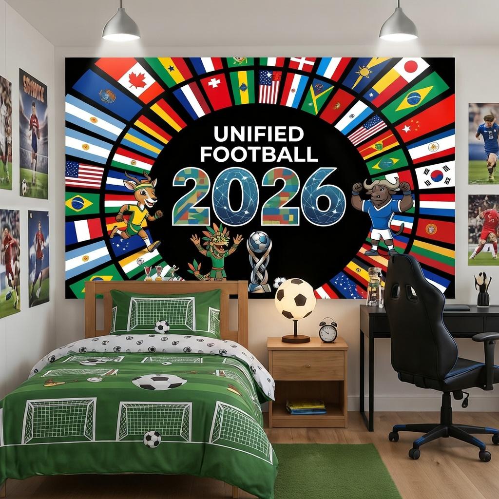 Soccer Cup Wall Tapestry, World Football Event Decor For Room, Sport Fan Party Backdrop, Graphic Print Hanging Blanket