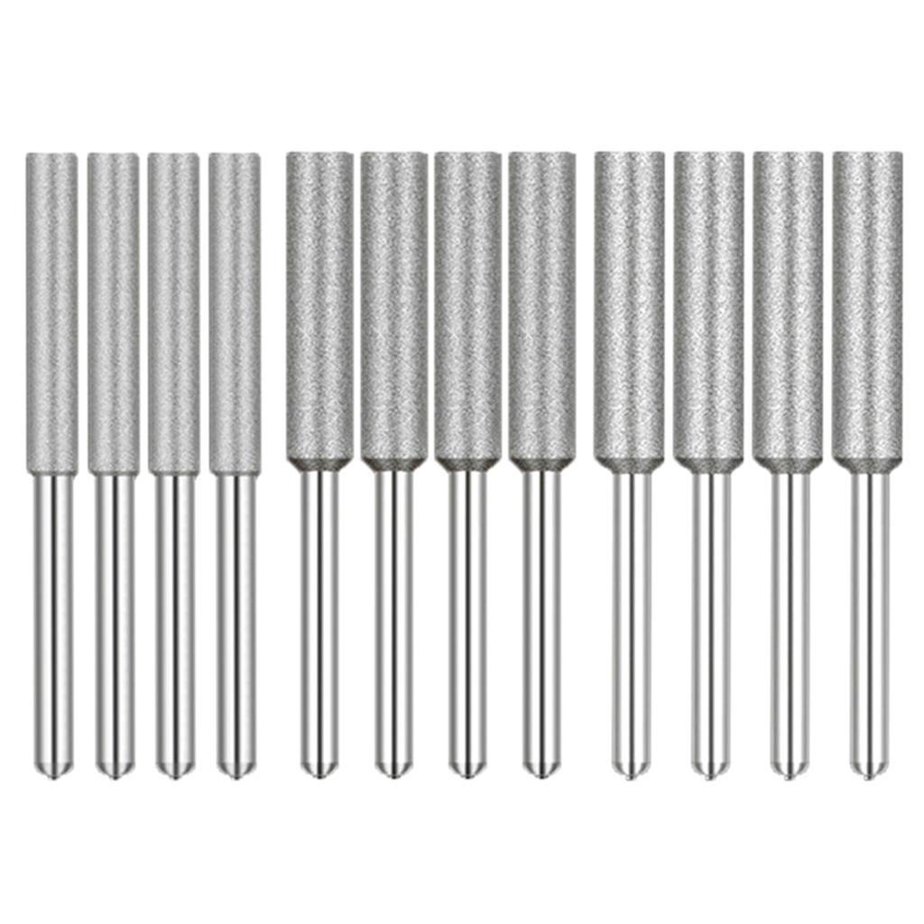 12 Stück Diamantfräser Schleifstein Kopf Geeignet für Kettensägenschneidekette Elektrische Feile mit Hoher Effizienz und Haltbarkeit