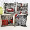 Vintage Uk London Phone Booth Throw Pillow Case Sofa Decorative Cotton Linen Big Ben Art British Fashion Cushion Cover