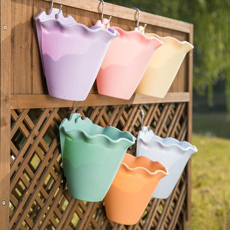 Vibrant Plastic Hanging Planter For Garden Or Balcony Wall Flower Pot Decoration