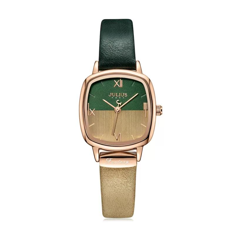 Julius Watches New Arrival Listing Stylish Two-Color Patchwork Retro Wrist Watch Small Square Women's Watch Genuine Brand