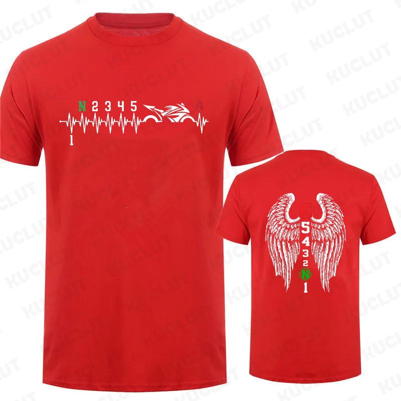 1N23456 Motorcycle Gear Biker Heartbeat Graphic Print T Shirt Men T-Shirts Summer Men's T Shirt Clothing Oversized Men Tshirt
