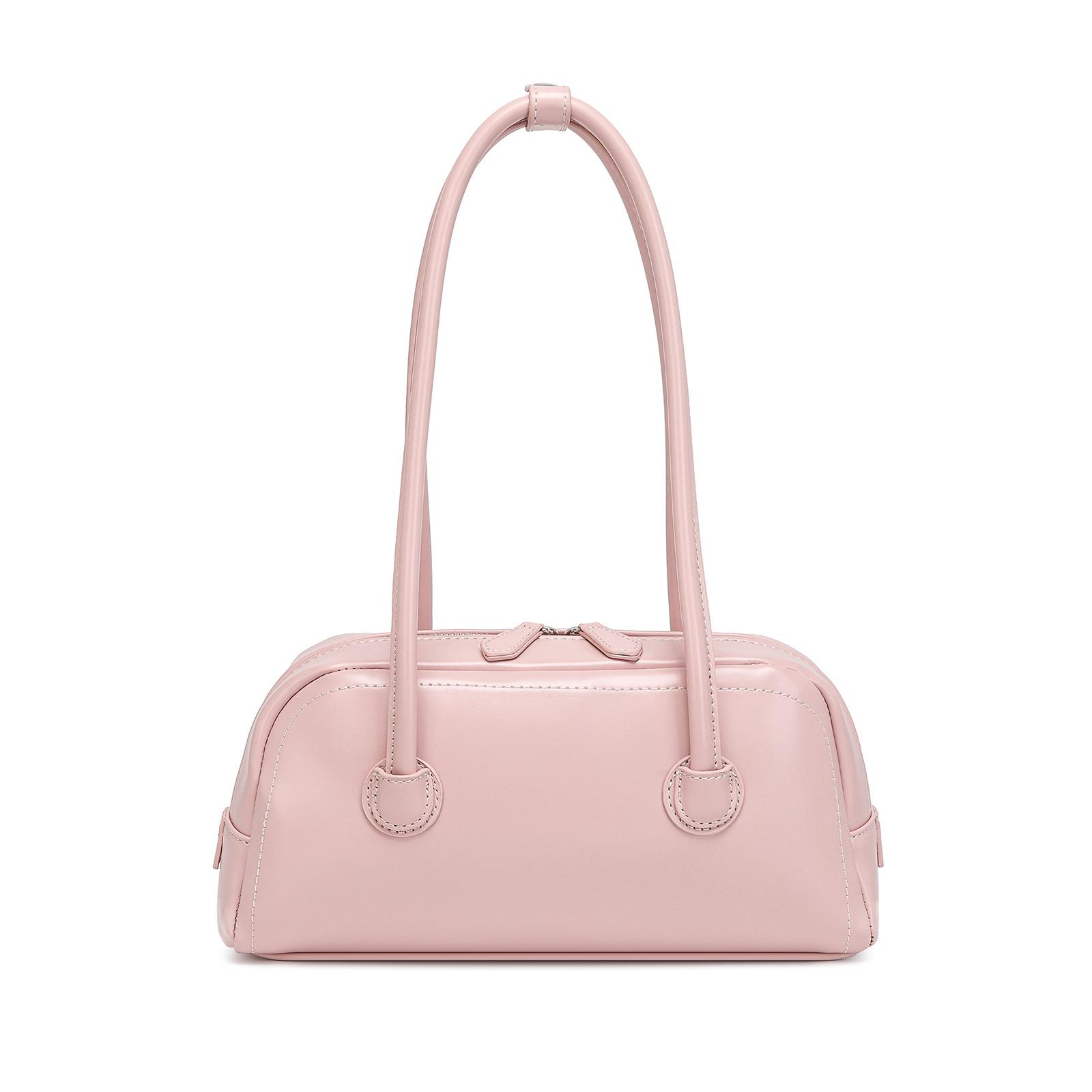 

Сумка через плечо Новая ретро мода сумка под мышкой Женская французская сумка-боулинг Легкая роскошная высококлассная плечевая сумка для поездок на работу розовый