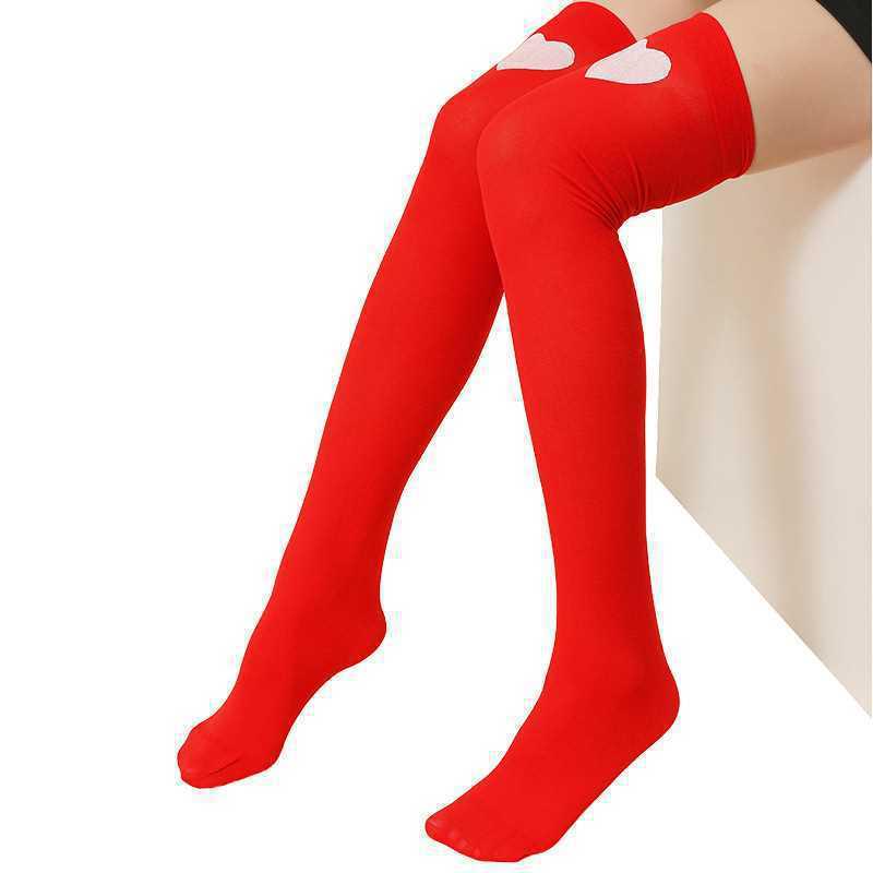 Mehrfarbige Kniehohe Halloween-Socken mit Herzmuster - Lolita Maid Stil