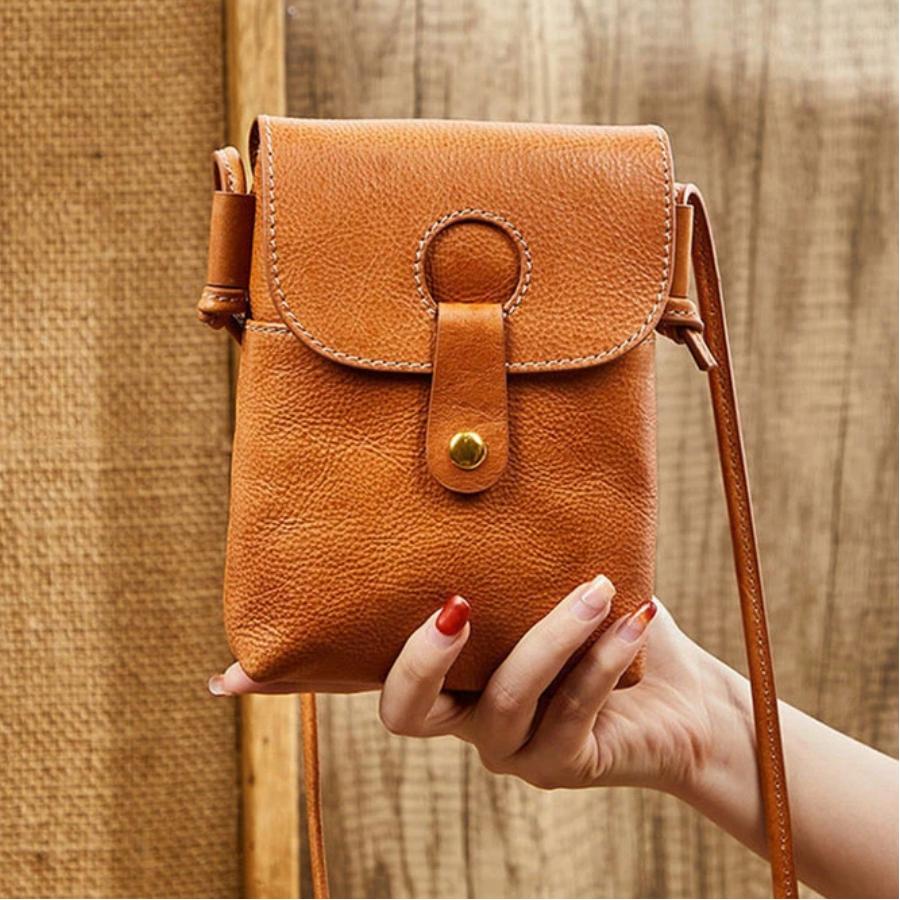 Fashion Cow Leather Cross body Bags For Woman Retro Casual Luxury Design Phone Purse Custom Initials Lady Business Shoulder Bag