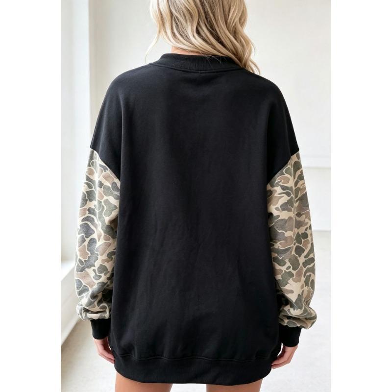 Women S Loose Fit Camouflage Pullover Long Sleeve Sweatshirt