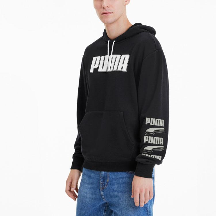 Puma Color Block Hooded Sweatshirt Men Tops Black 582762-01