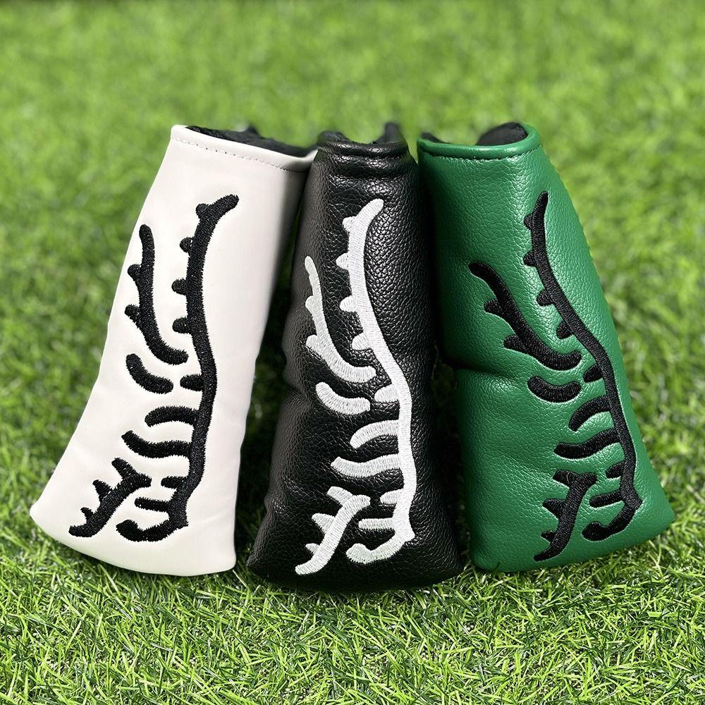 

Leather Mallet Half-Moon Putter Cover Embroidery Putter Head Cover Stylish Golf Club Head Cover Black- Blade