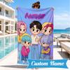 Custom Name Fantasy Friends KPop Beach Towel Microfiber Beach Towel, Lightweight and Quick-Dry, for Summer Travel, Swimming Pool Gift