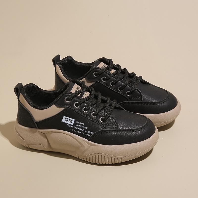 2024 Autumn Women's White Sneakers: Korean Style, Trendy, Versatile Thick Sole Loafers XQ5801