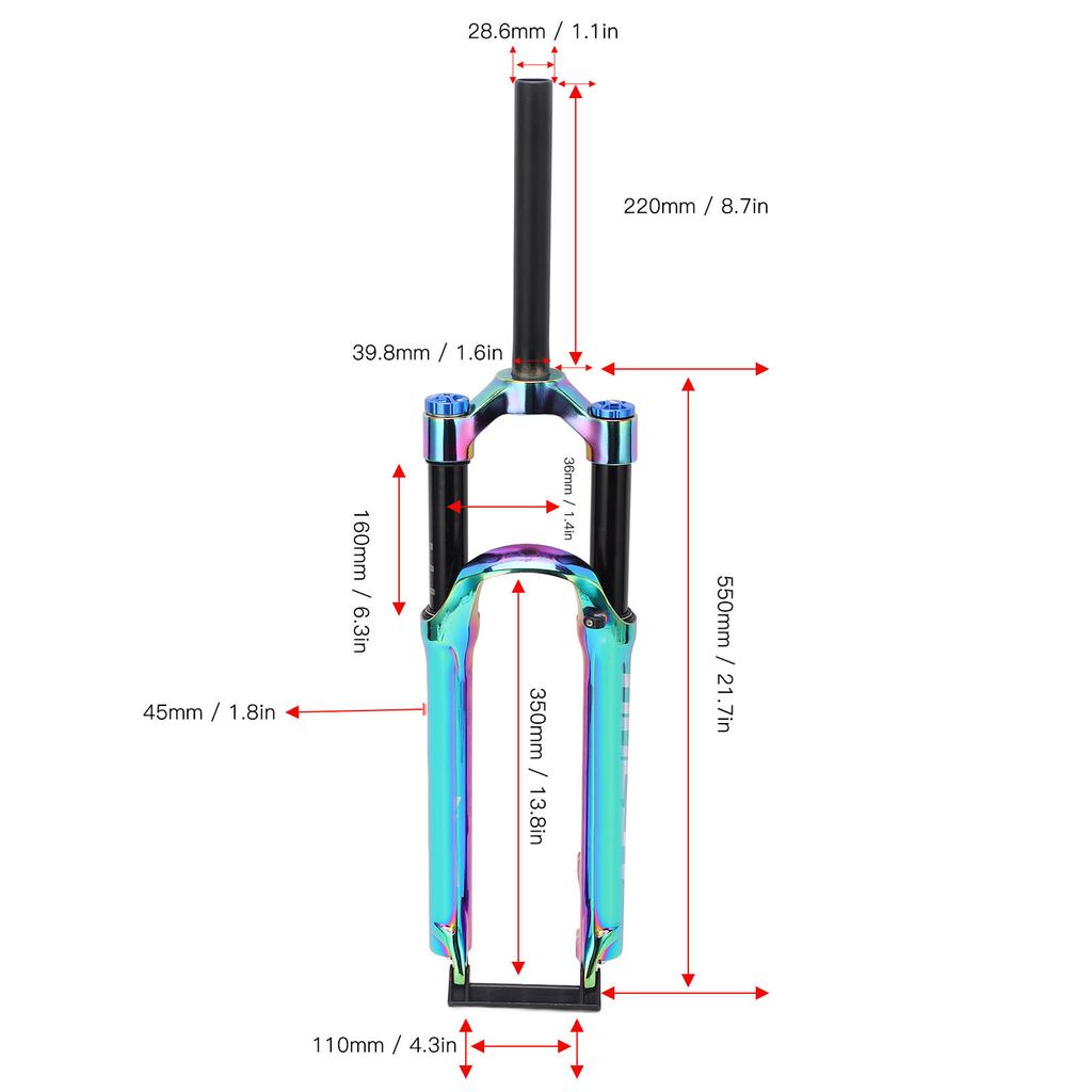 Off Road Bike Suspension Fork Bike Pneumatic Front Fork Aluminum Alloy Pneumatic Fork