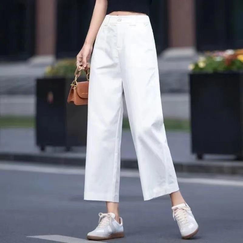 

2026 New Women s Summer Thin High-Waisted Straight Wide-Leg Casual Pants 4XL білий