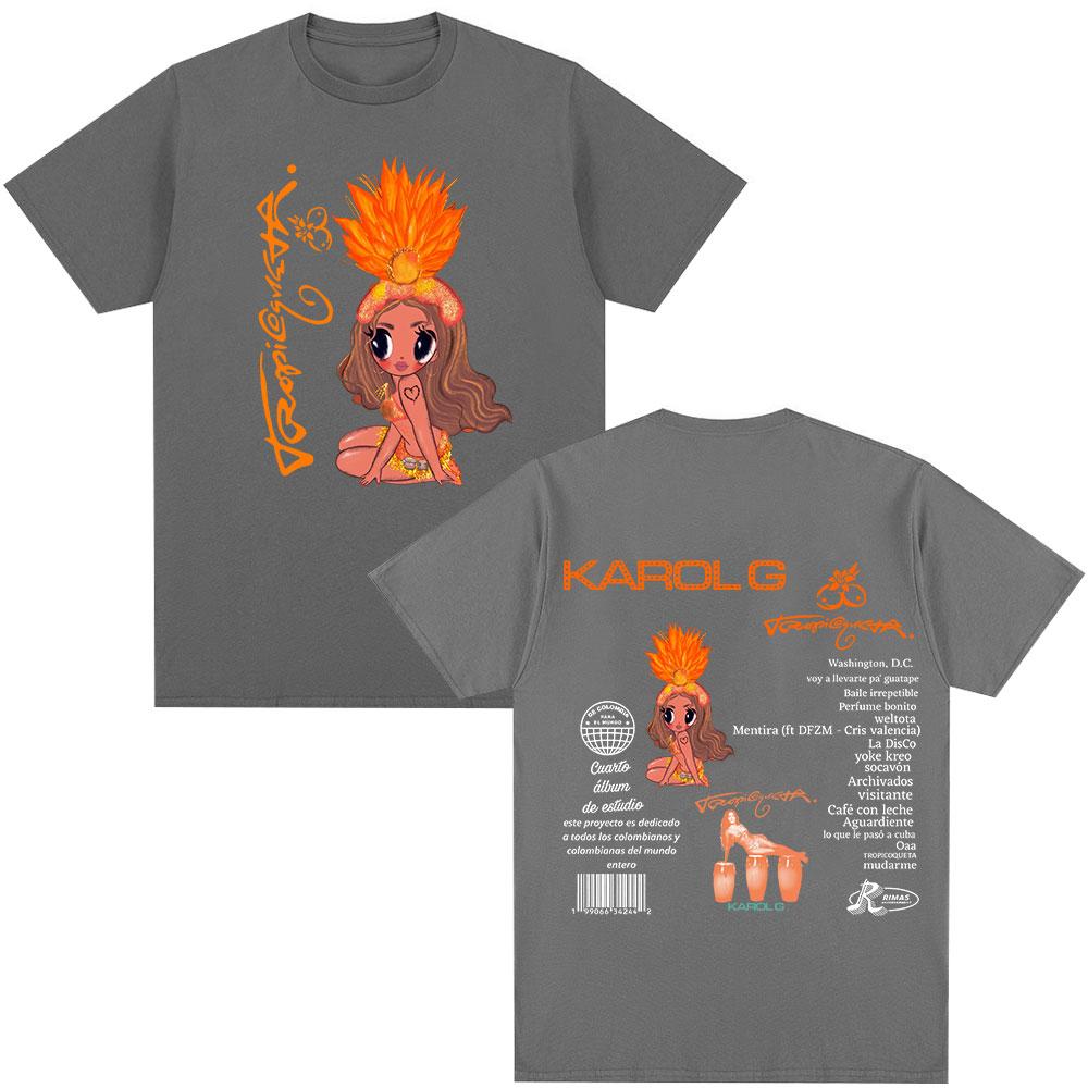 Karol G 2025 New Album Tropicoqueta T-shirt Unisex Women Clothing Fashion Hip Hop Harajuku T-shirts Casual Cotton Oversized T Shirt