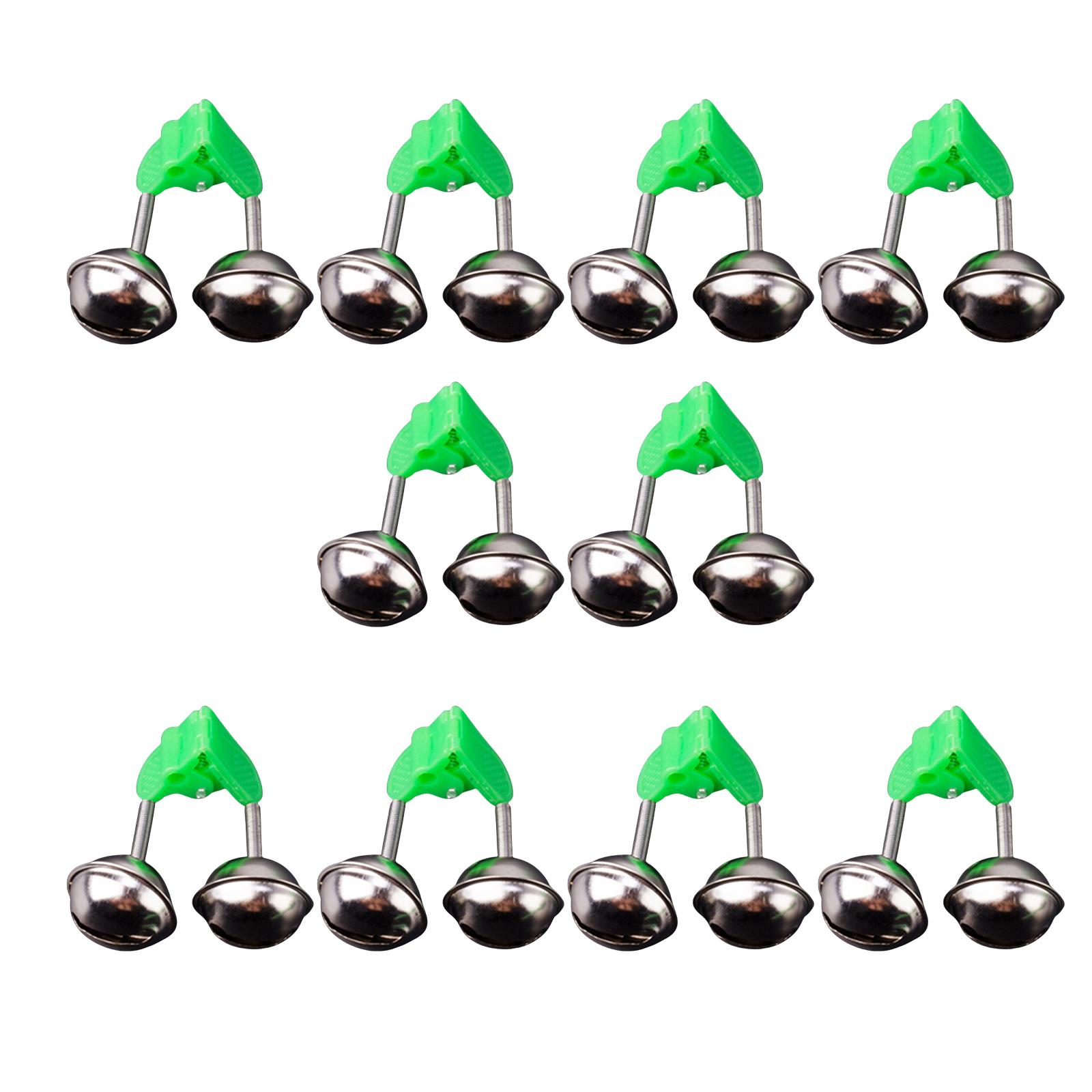 

10 шт. Рибальські сигнальні дзвіночки Гучний сигнал Подвійний сигнал Дзвінок Пластиковий затискач Сигналізатор клювання вудилища з подвійними дзвіночками B