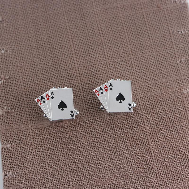 Funny AAAA Shaped Cufflinks Poker Ace Gemelos Mens Party Jewelry