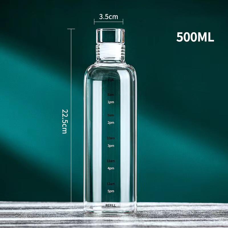 

500/750/1000 мл стеклянная спортивная бутылка для воды со шкалой времени портативный контейнер для воды герметичная бутылка для заваривания вина бутылка для воды на открытом воздухе