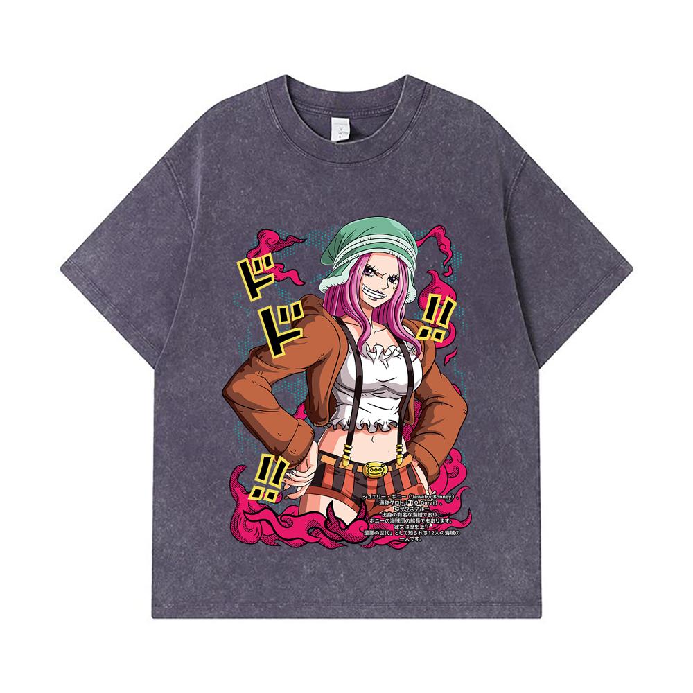 275 GSM Washed T-shirts 100% Cotton One Piece V25 Bonney Print Unisex Heavy Cotton T Shirt