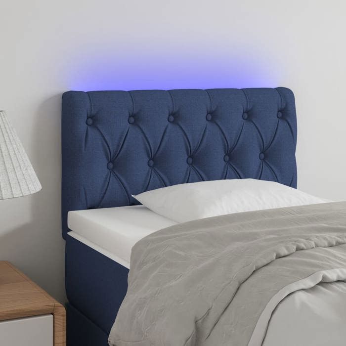 VidaXL Tête de Lit à LED Meuble de Chambre à Coucher Accessoire de Lit Simple Tête de Cadre de Lit Intérieur Bleu 80x7x78/88 3121928