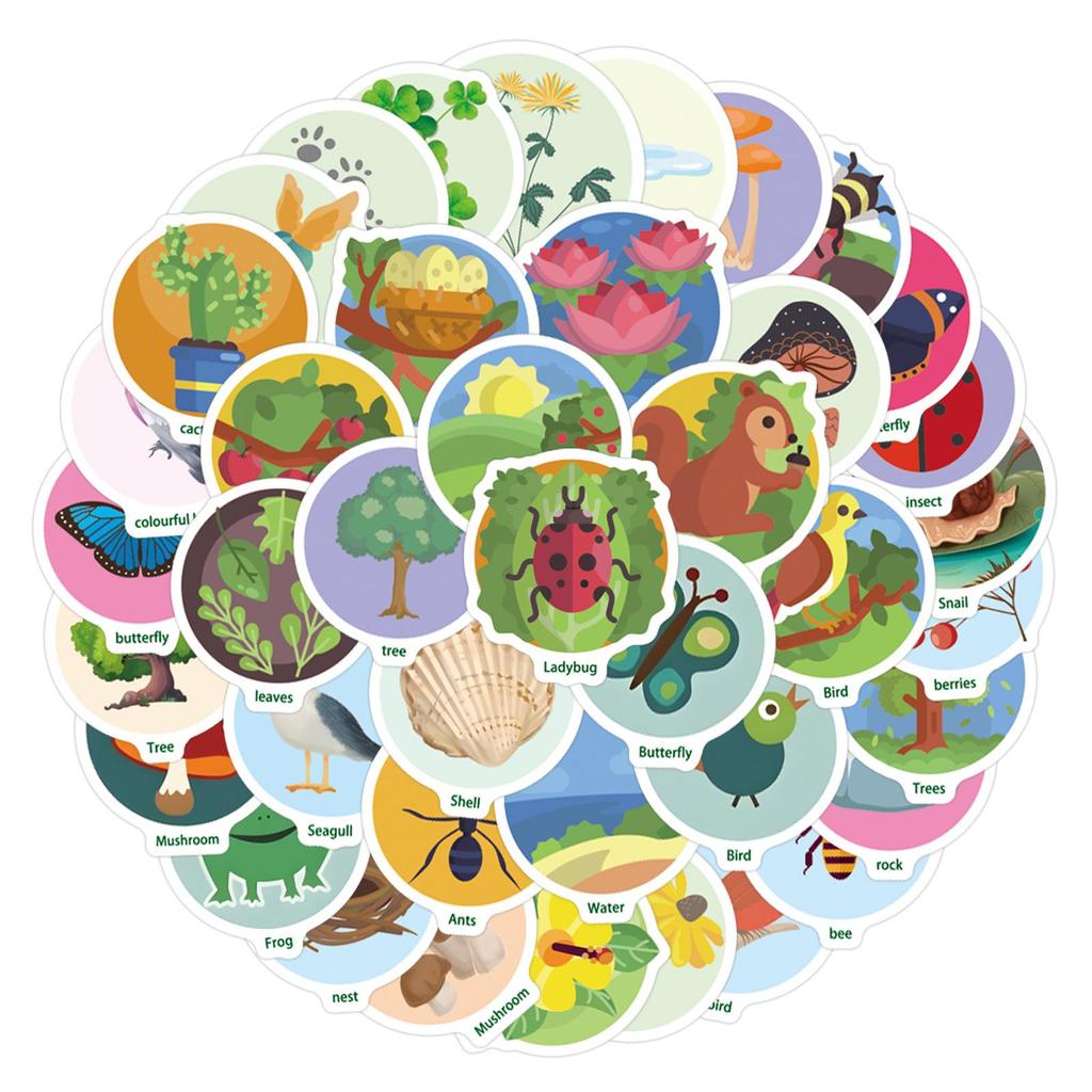50-Pack Nature Walk Scavenger Hunt Stickers for Suitcases & Water Bottles