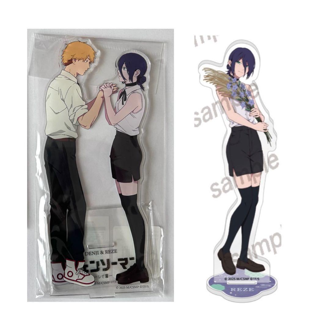 Used Chainsaw Man Reze Denji Manekineko Base Yard Acrylic Stand 2 Pieces