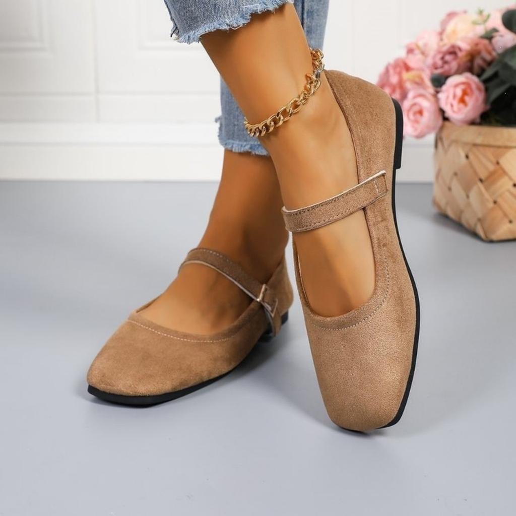 Women's Flat Mary Jane Shoes Adjustable Strap Square Toe Slip On Casual Footwear Lightweight Comfortable Design