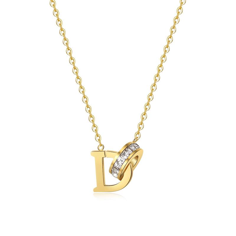 Female D-shaped Circular Ring Temperament, Personality, Extremely Simple Style Necklace N116 Gold