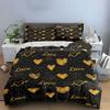 Golden Hearts Love Bedding Set Bedding Duvet Cover Set Duvet Cover Pillowcases  (1 * Duvet Cover 2 * Pillowcases, without duvet insert)