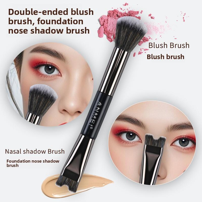 HOT Sale 1PCS Double-headed U-shaped Nose Shadow Loose Powder Brush Double-headed Portable Highlight Brush Foundation Concealer Makeup Tool