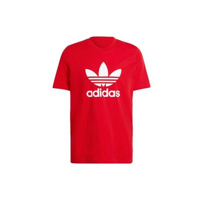 adidas Originals Trefoil Logo Print Crew Neck T-Shirt Men Tops Red HE9511