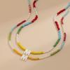 Bohemian Colored Crystal Rice Bead Collarbone Necklace, Simple Peach Heart Pearl Letter Necklace