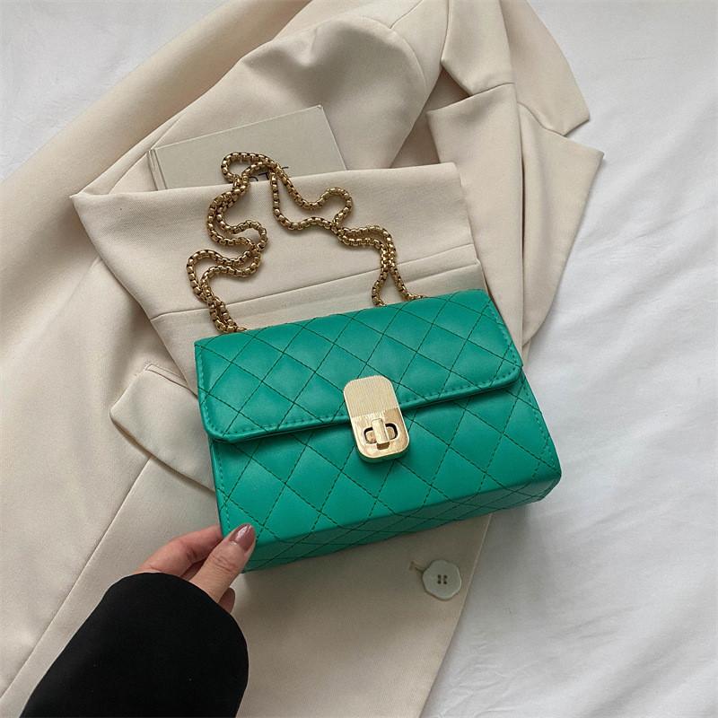 Stylish Black Pu Chain Shoulder Bag Ideal For Trendy Street Fashion Lovers зелёный