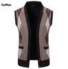 Men's Plaid Knit Cardigan with Velvet Stripes - Loose Casual Poncho Vest for Autumn and Winter