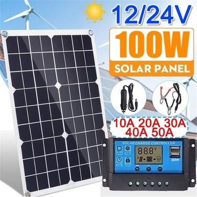 Two USB Output Ports Solar Charging Panel USB Interface Battery Charge for Home/Outdoor Camping Car Waterproof Solar Emergency Charger