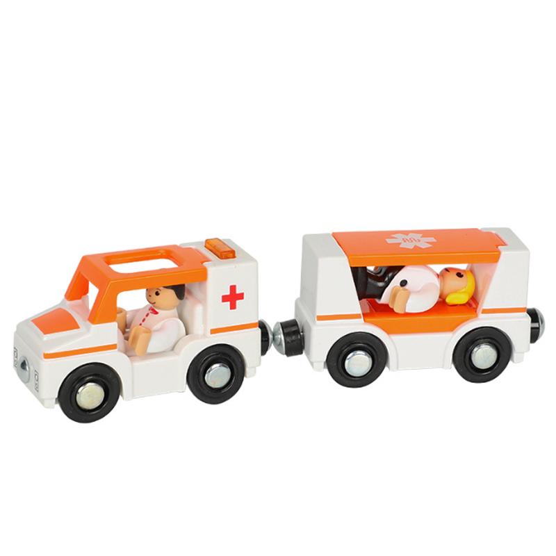 New Multifunctional Magnetic Car Ambulance Police Car Compatible with Thomas Wooden Track Train Toys For Kids