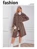 2022 New Women's Mid-Length Plaid Faux Fur Coat