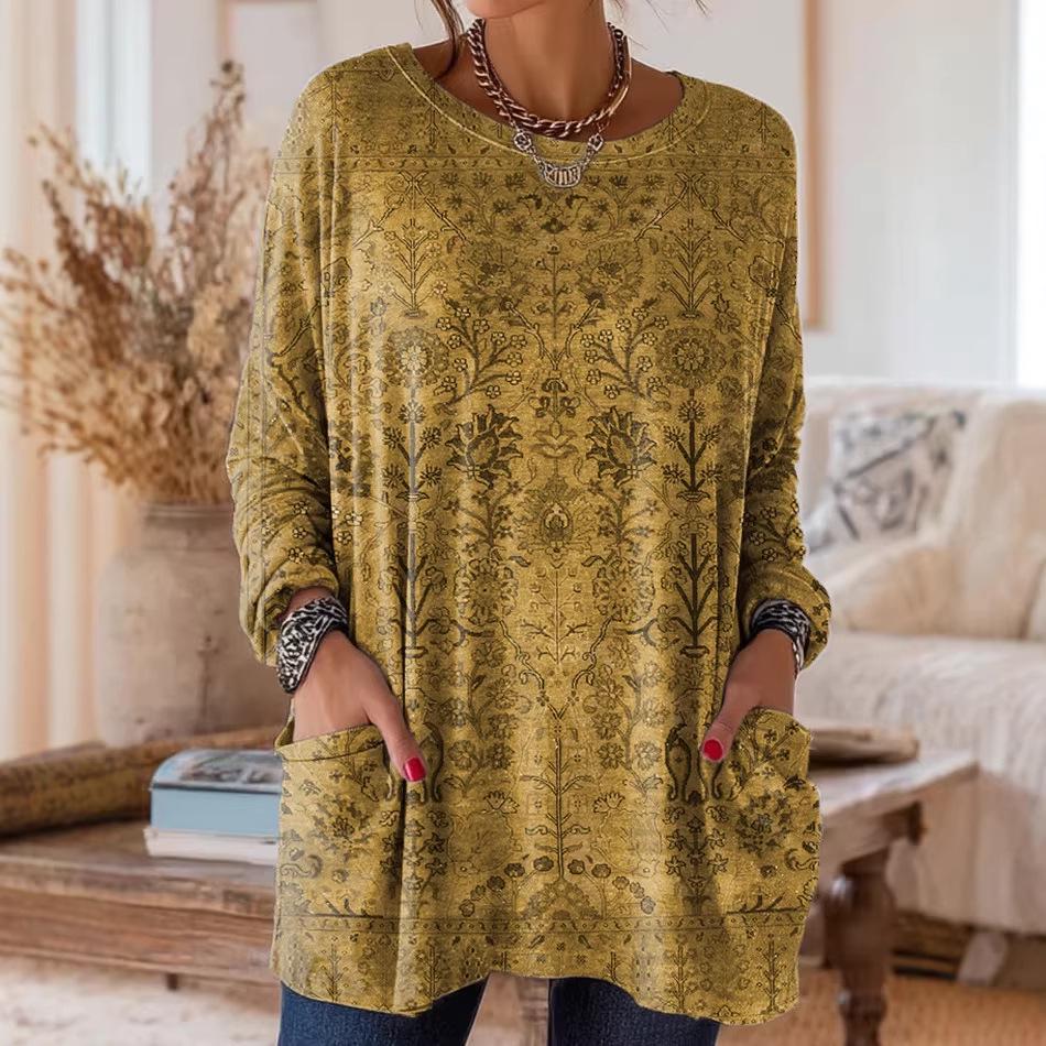 Plus Size Floral Long-sleeved Top - Trendy Women's Fashion (2026)