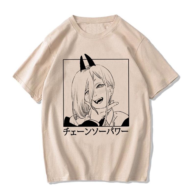Chainsaw Unisex T Shirt Unisex EU Unisexga Cartoon Pochita Tshirt Japanese Anime Makima Harajuku Graphic Tees Clothing Tops Tshirt