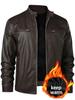 Southern winter warm button fashion domineering locomotive men's multi-pocket fleece PU jacket zipper cardigan leather jacket men