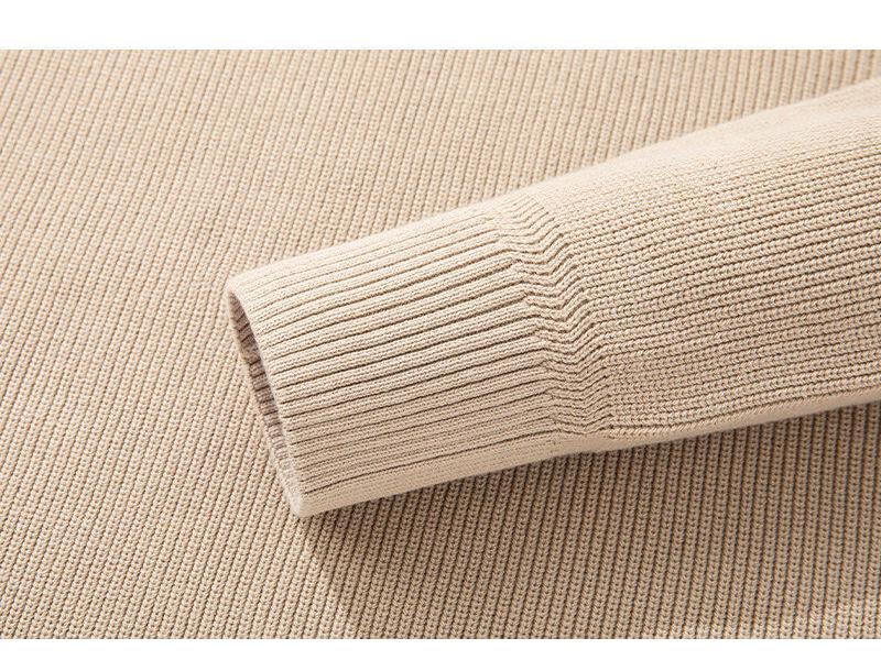 Men's Vertical Rib Knit Half-Zip Stand Collar Thick Sweater